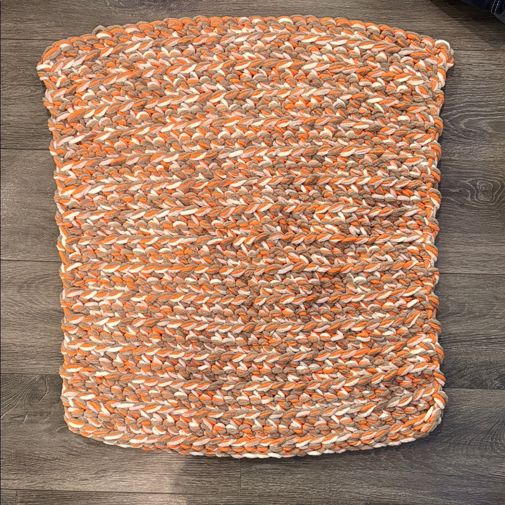 Cozy Home Woven Throw Blanket - Orange and Cream